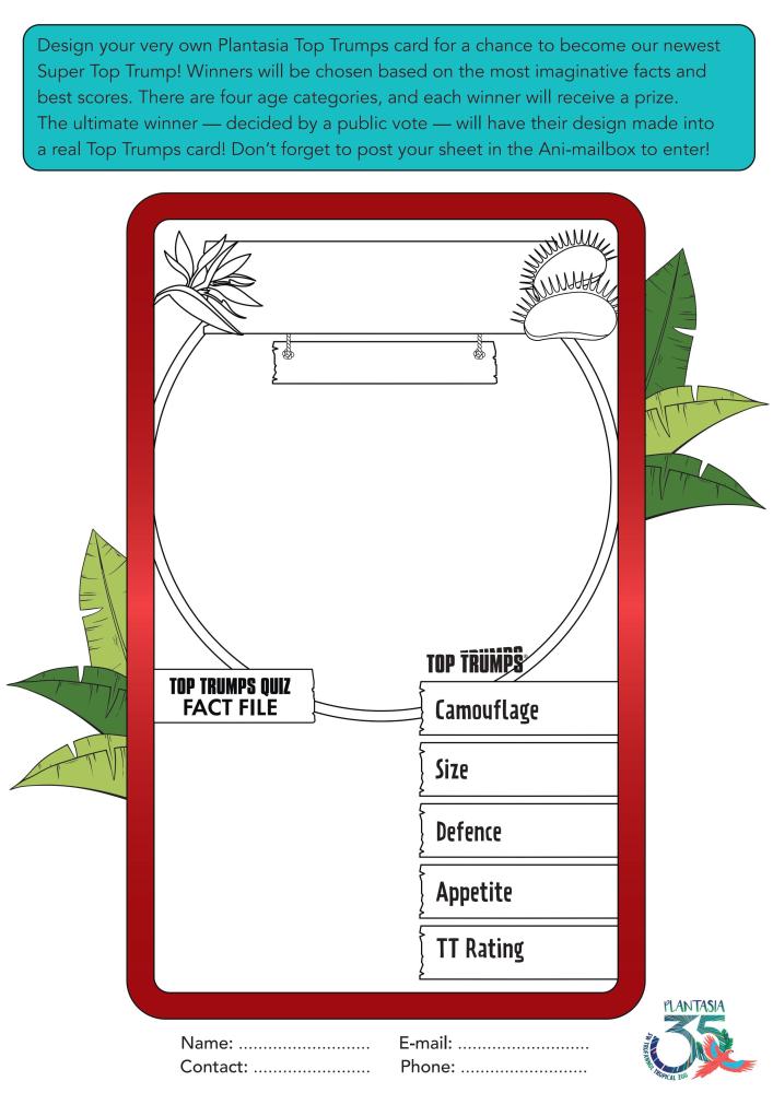A 'design your own' Top Trumps card template for Plantasia Tropical Zoo